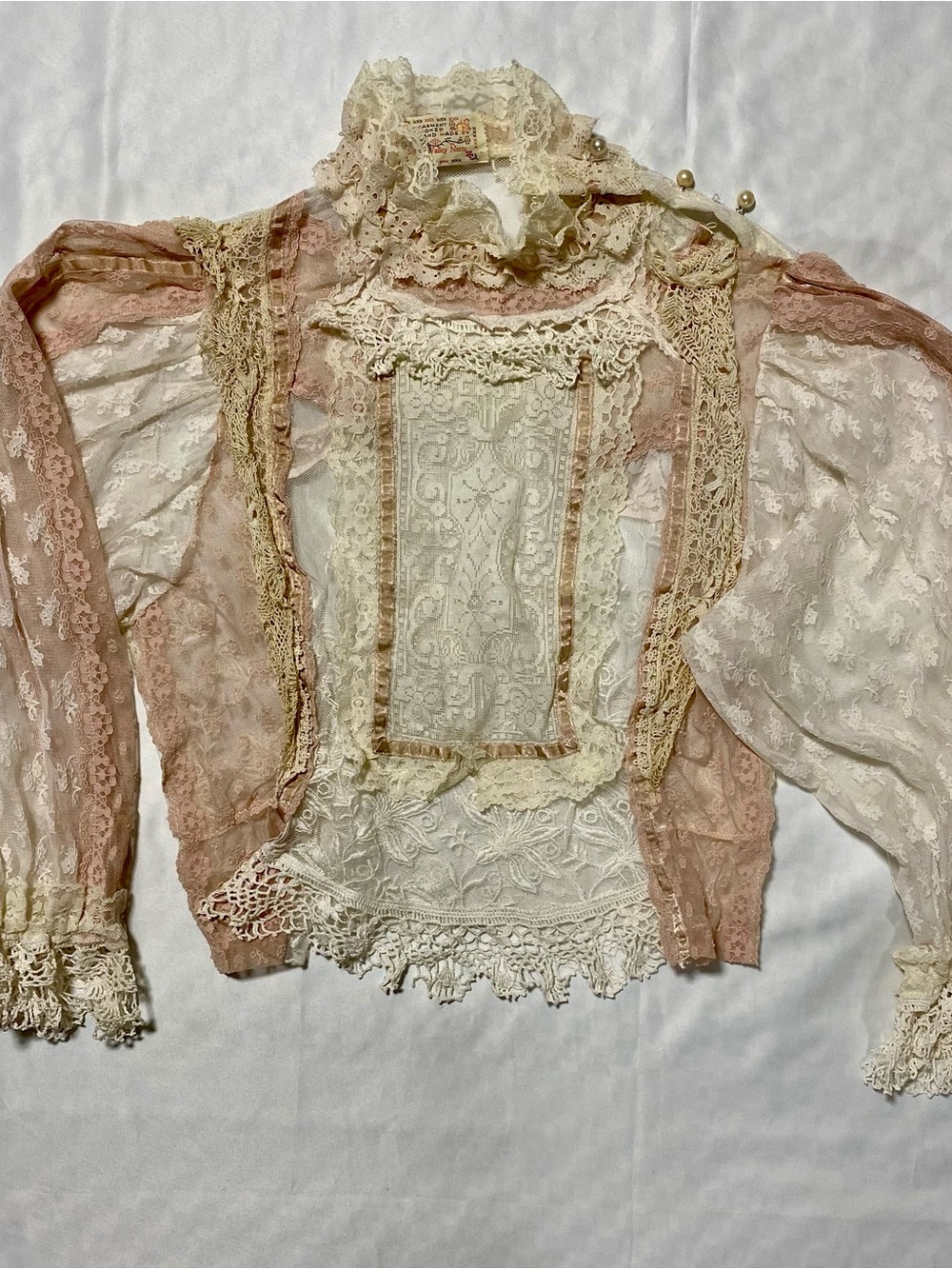 Lace Ruffle Victorian-Inspired Blouse in Ivory and Blush - Picture 10 of 10